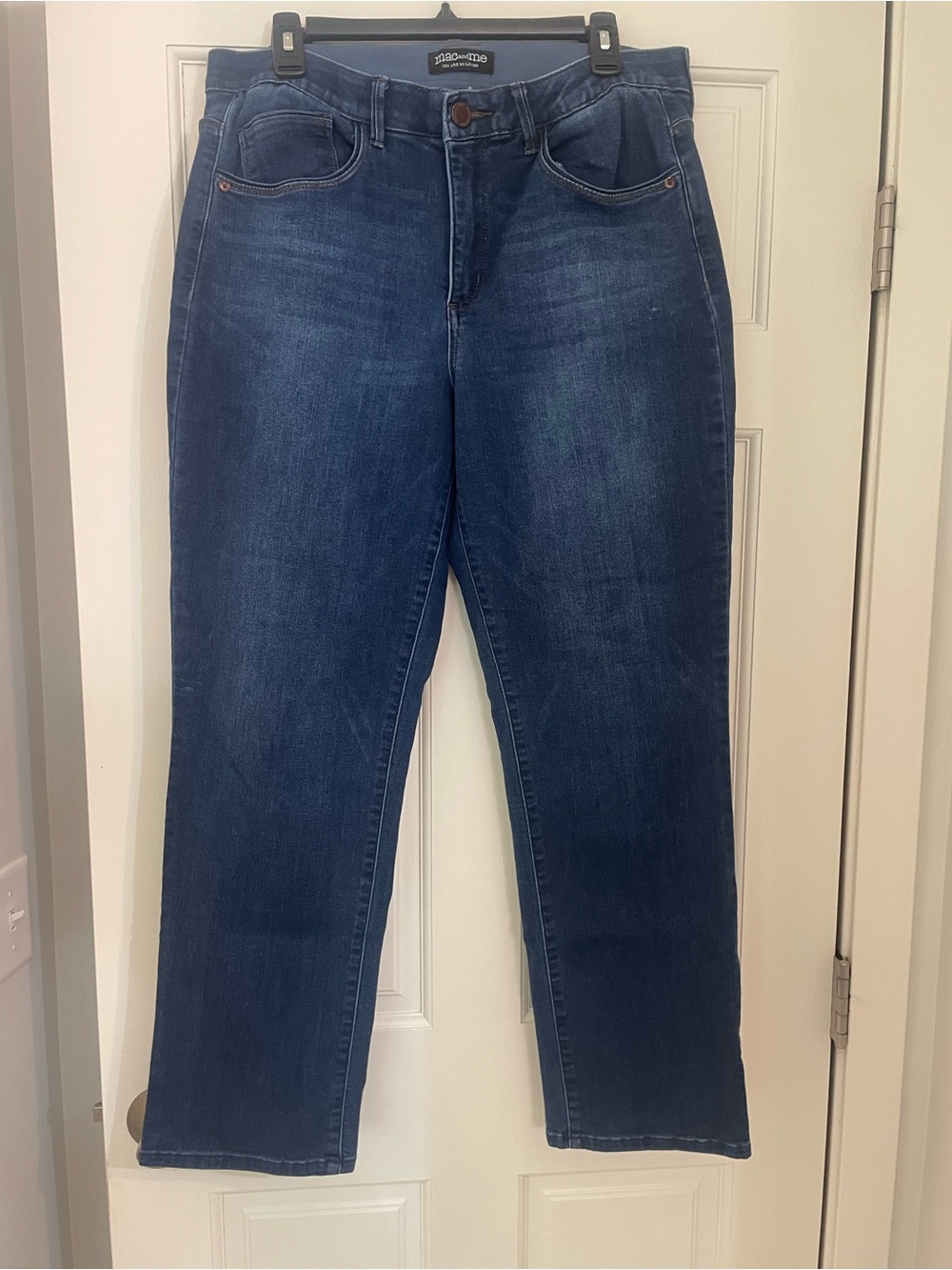 Mac and Me Women's Dark Blue Straight-Leg Jeans with tummy control